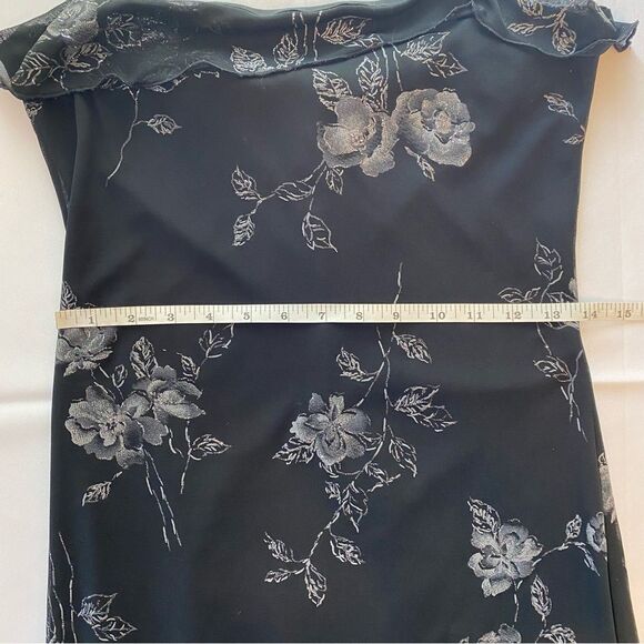 90s Byer Too! Deadstock Floral Black Midi Dress Size Small - Picture 12 of 13
